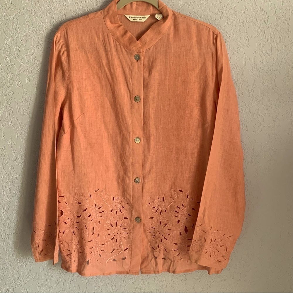 Katherine Kelly Irish Linen Floral Cutout Tunic